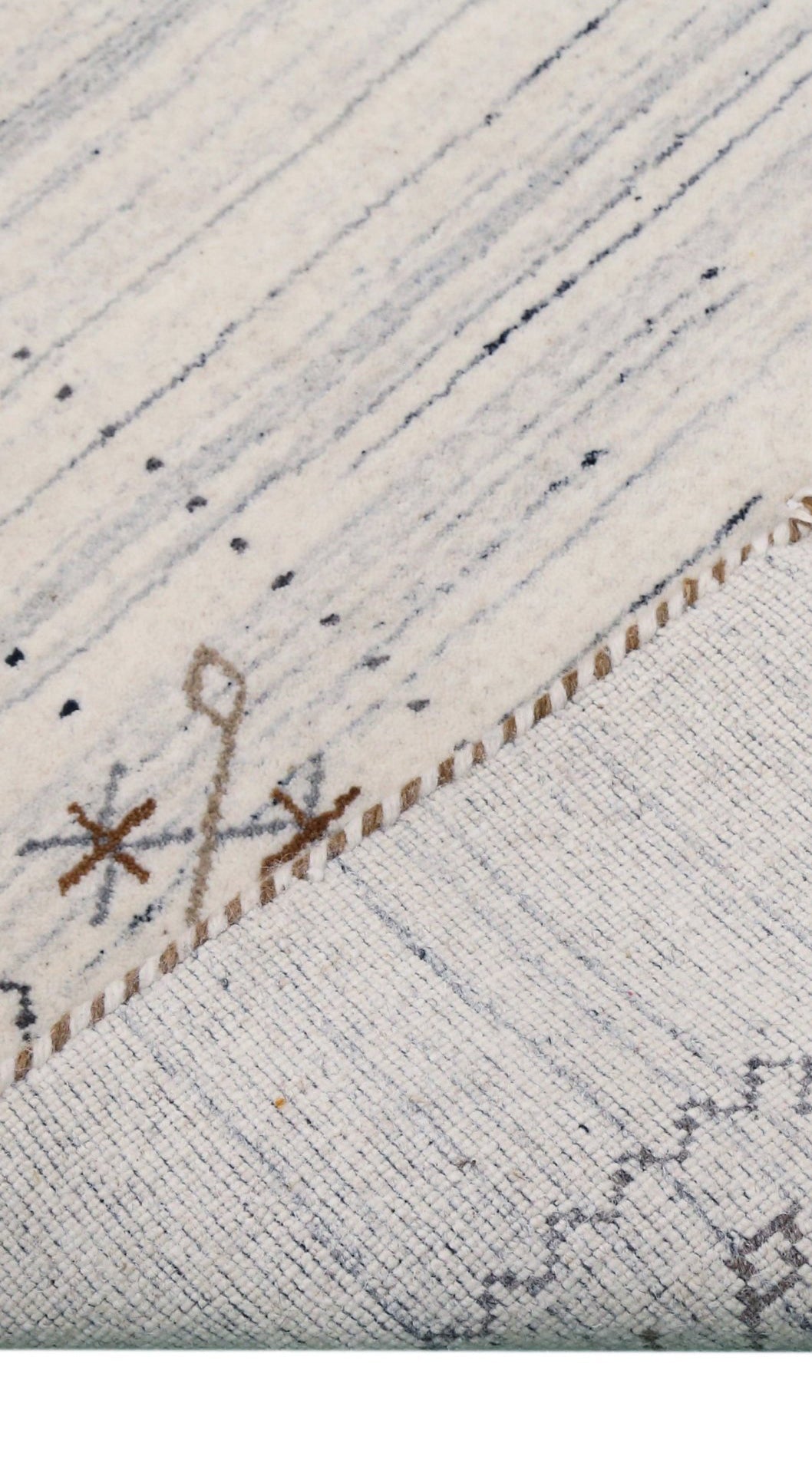 Ivory Gabbeh Border Design Hand Loomed Wool Rug.