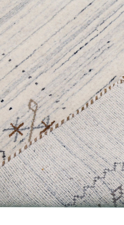Ivory Gabbeh Border Design Hand Loomed Wool Rug.