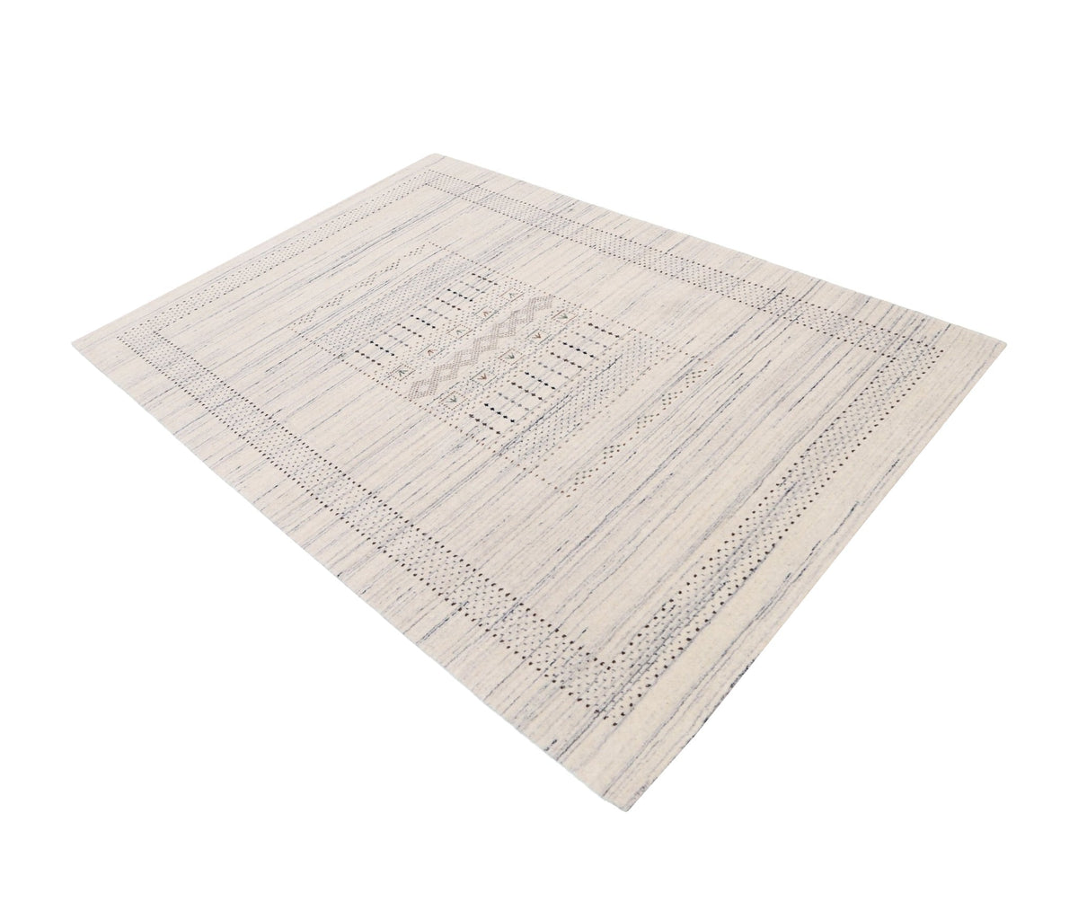 Ivory Gabbeh Design Hand Loomed Wool Area Rug.