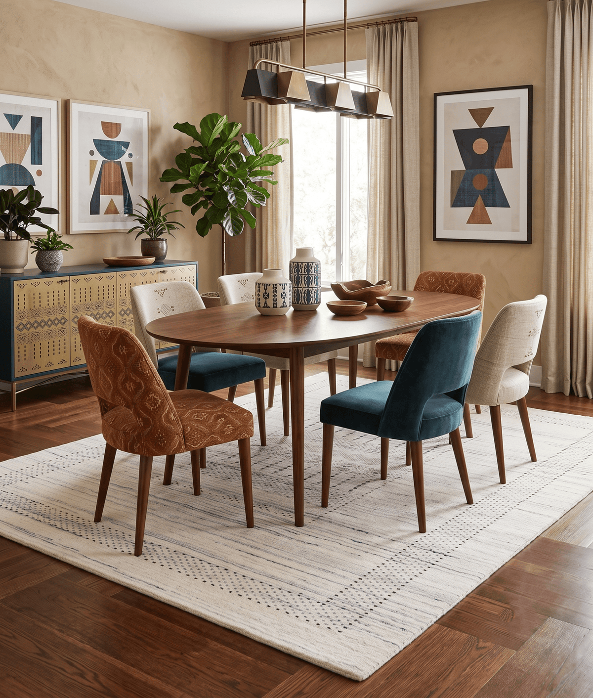 Ivory Gabbeh Design Hand Loomed Wool Area Rug.