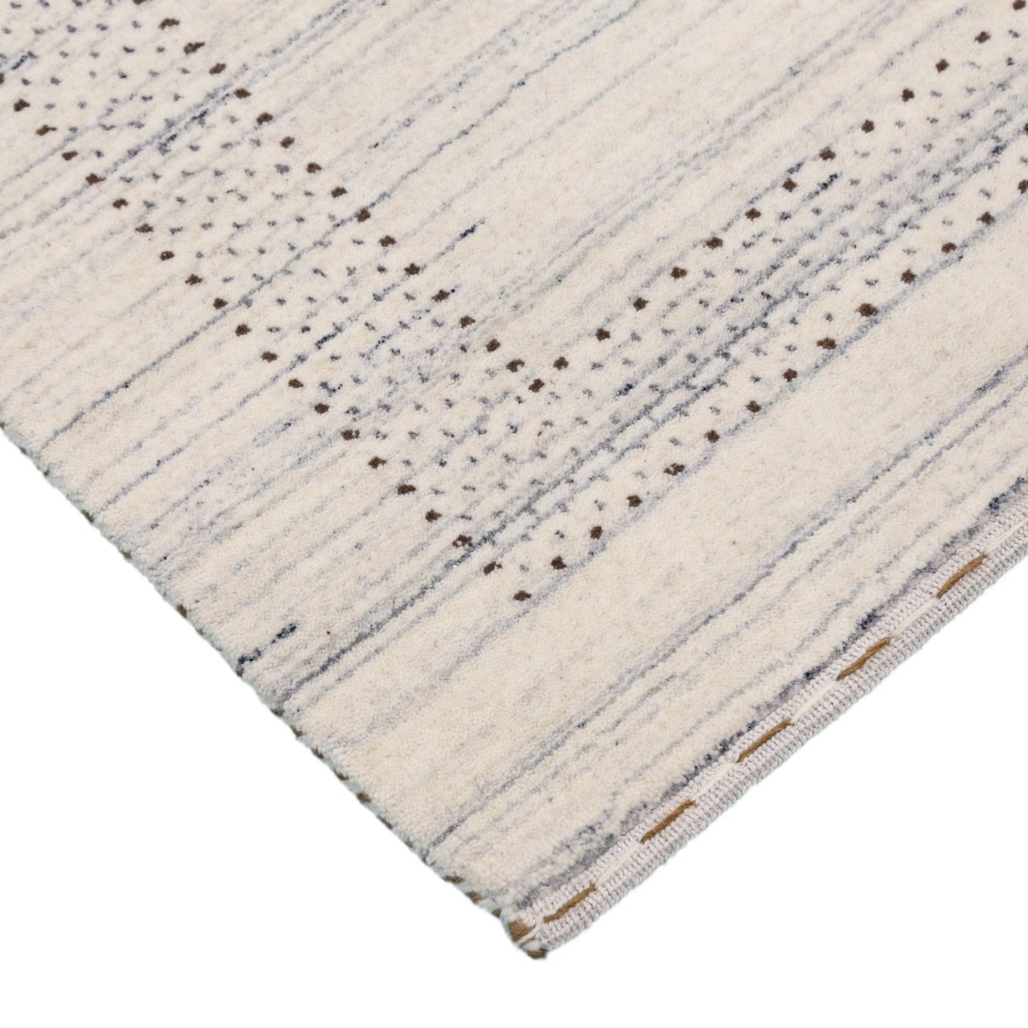 Ivory Gabbeh Design Hand Loomed Wool Area Rug.