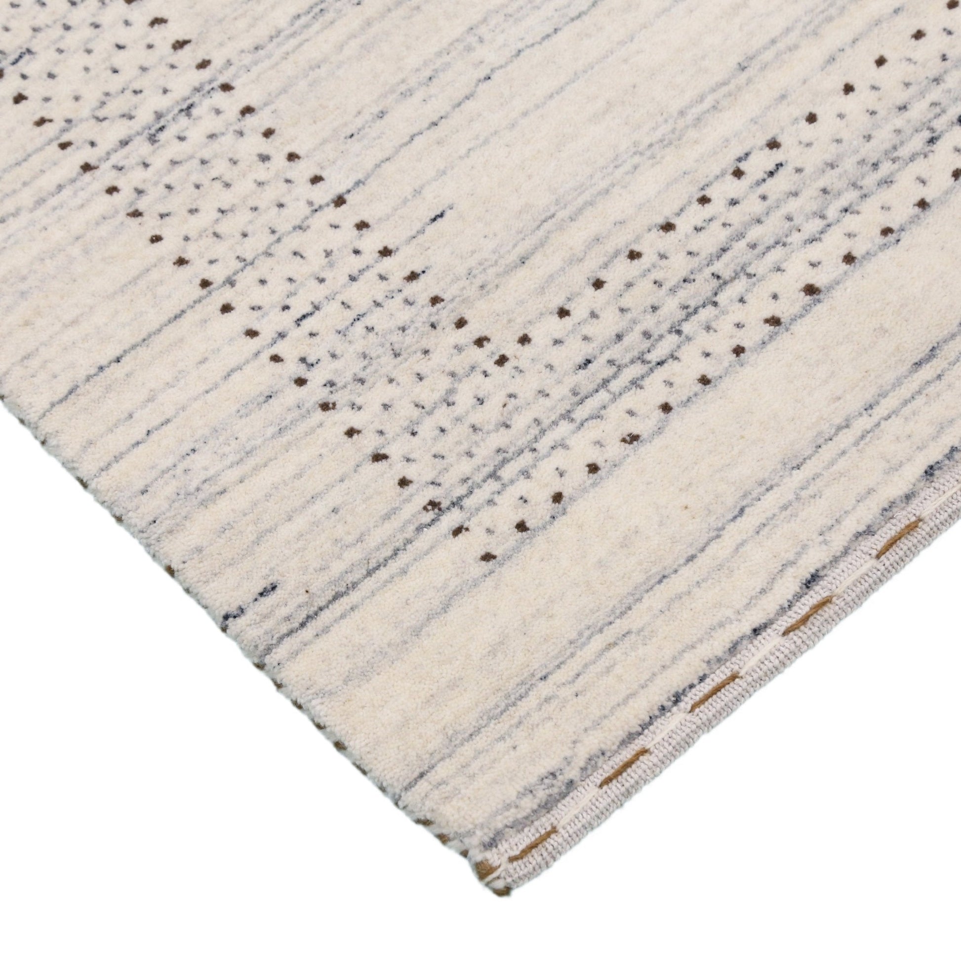Ivory Gabbeh Design Hand Loomed Wool Area Rug.