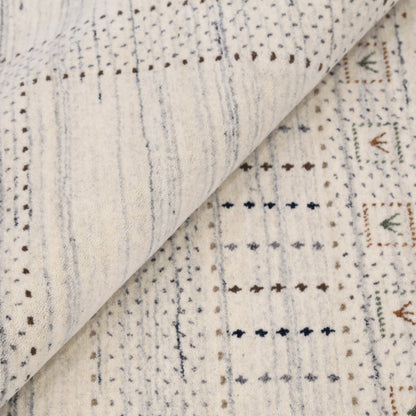 Ivory Gabbeh Design Hand Loomed Wool Area Rug.