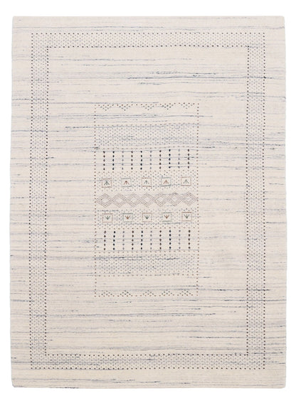 Ivory Gabbeh Design Hand Loomed Wool Area Rug.