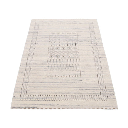 Ivory Gabbeh Design Hand Loomed Wool Area Rug.
