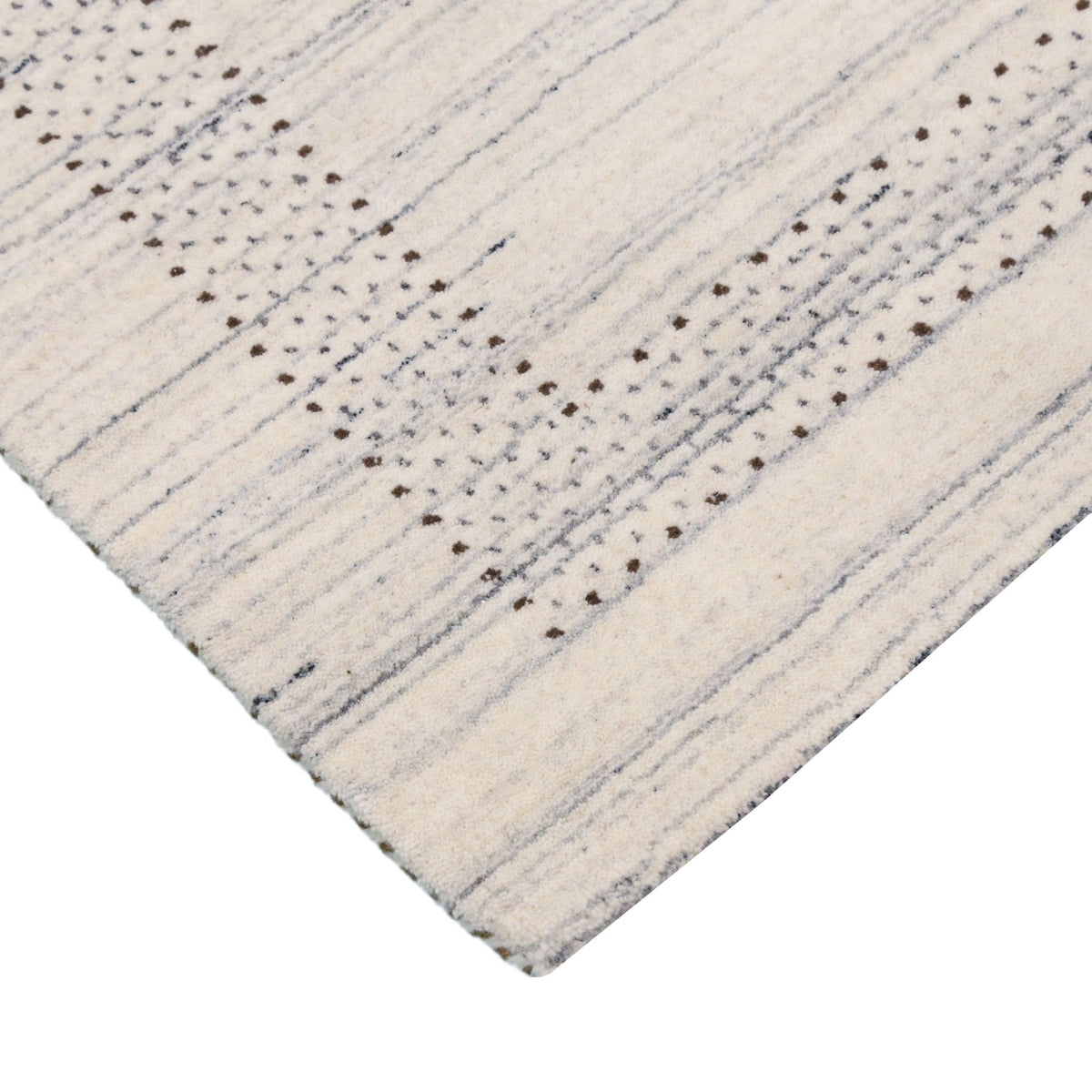 Ivory Gabbeh Design Hand Loomed Wool Area Rug.