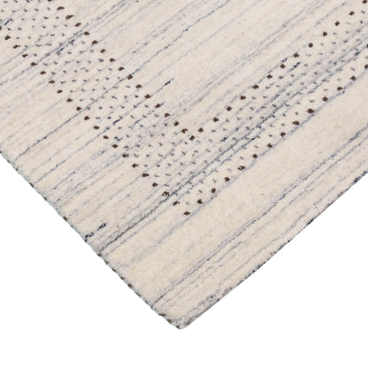 Ivory Gabbeh Design Hand Loomed Wool Area Rug.