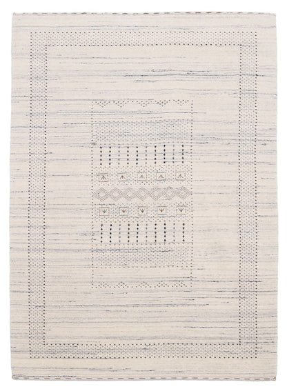 Ivory Gabbeh Design Hand Loomed Wool Area Rug.