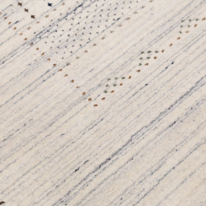 Ivory Gabbeh Design Hand Loomed Wool Area Rug.