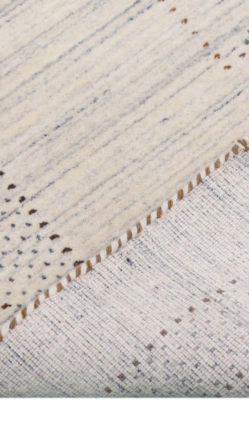 Ivory Gabbeh Design Hand Loomed Wool Area Rug.