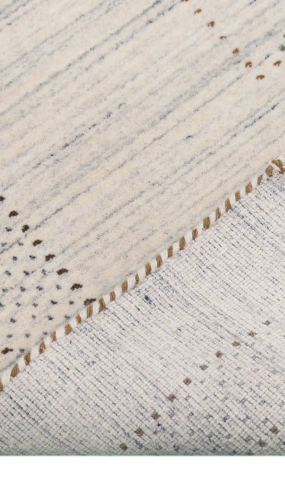 Ivory Gabbeh Design Hand Loomed Wool Area Rug.