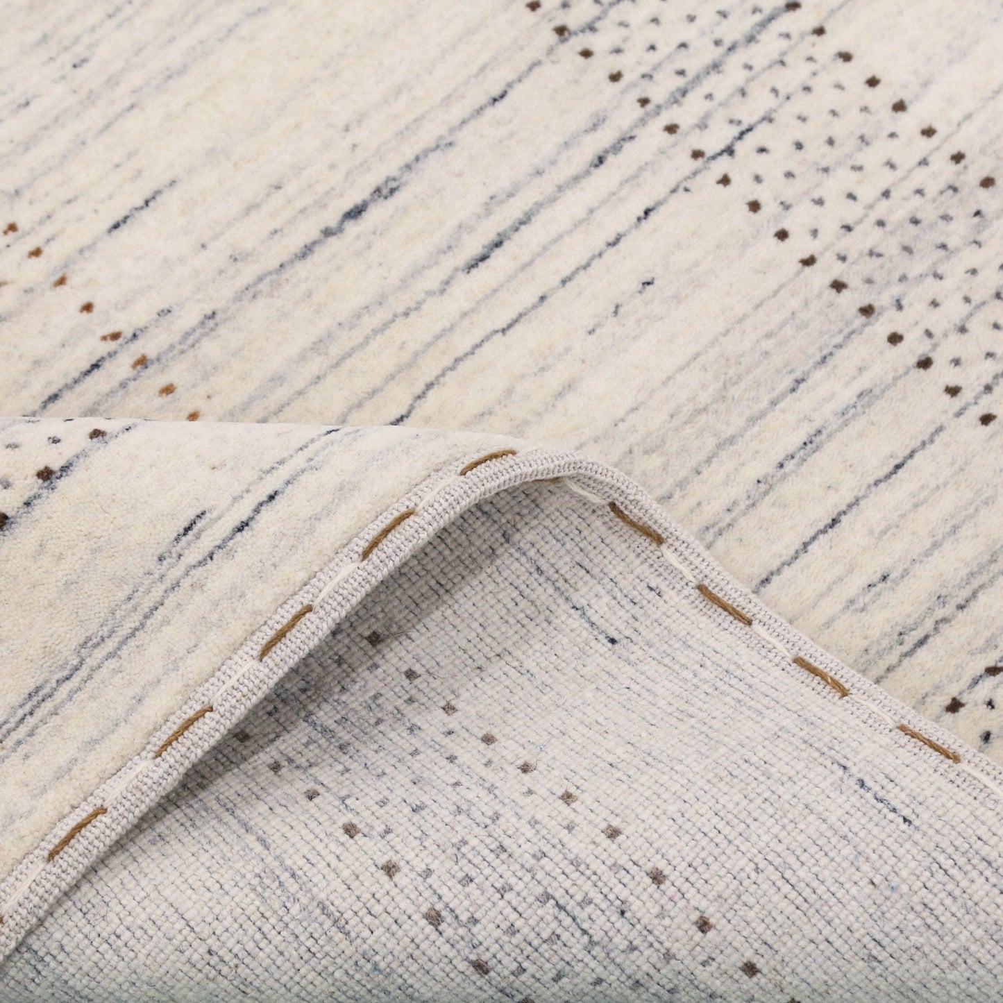 Ivory Gabbeh Design Hand Loomed Wool Area Rug.