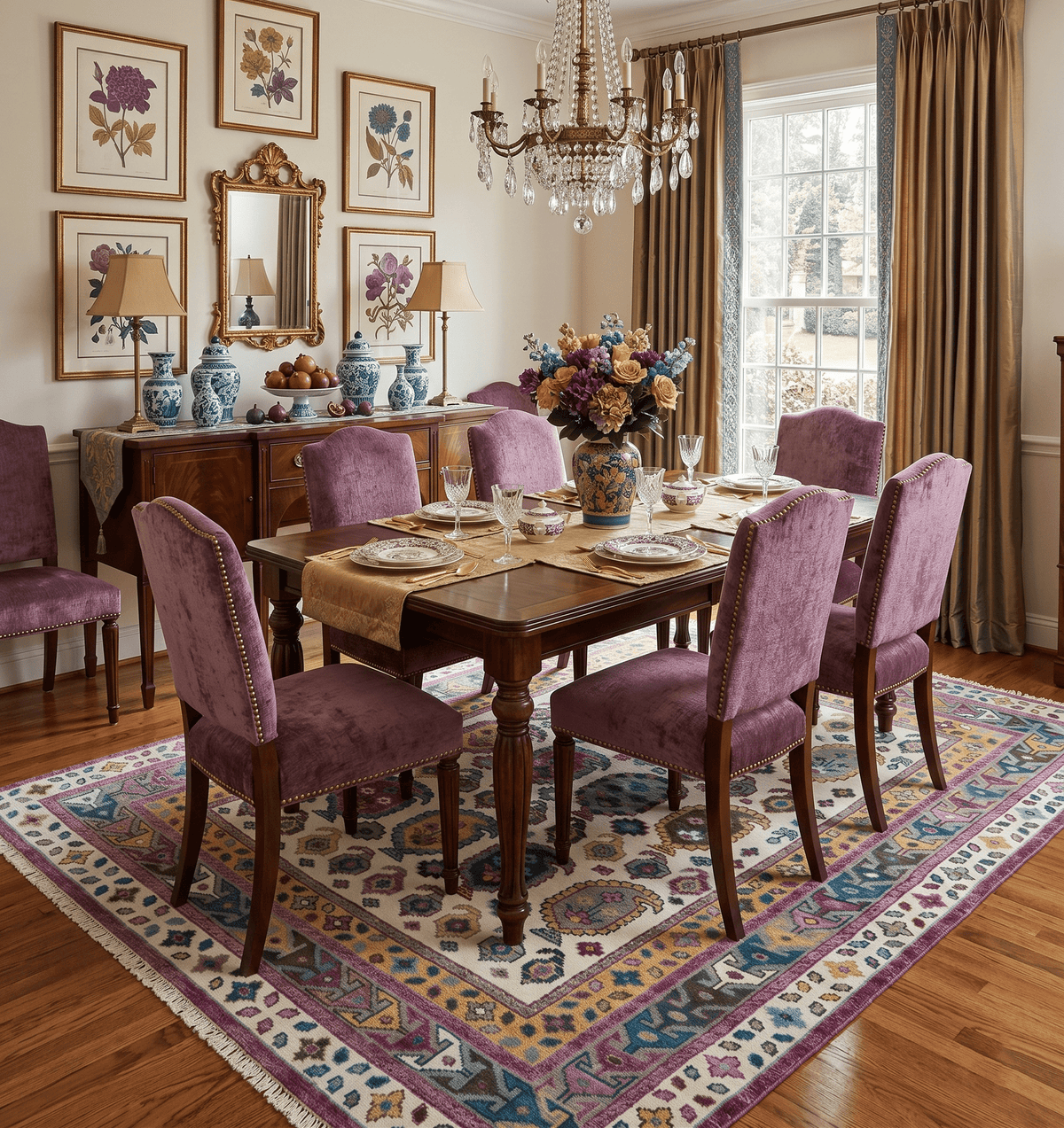 Ivory, Gold and Pink Hand knotted Traditional Design Wool Area Rug.