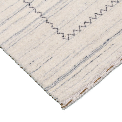 Ivory Modern Tribals Design Hand Loomed Wool Area Rug.