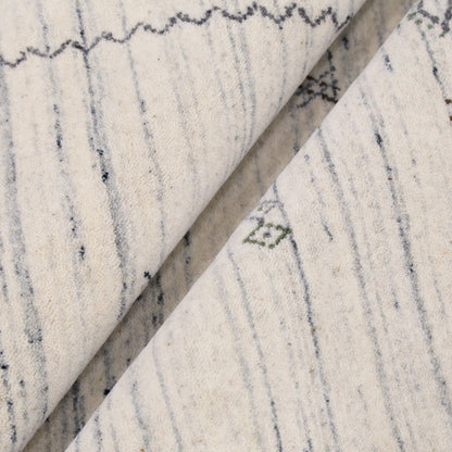 Ivory Modern Tribals Design Hand Loomed Wool Area Rug.