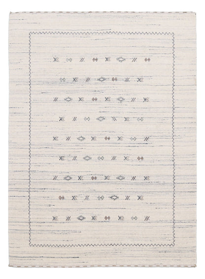 Ivory Modern Tribals Design Hand Loomed Wool Area Rug.