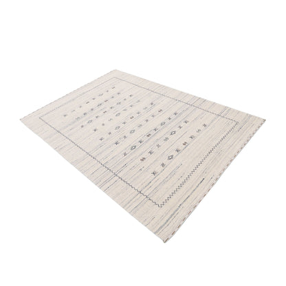 Ivory Modern Tribals Design Hand Loomed Wool Area Rug.