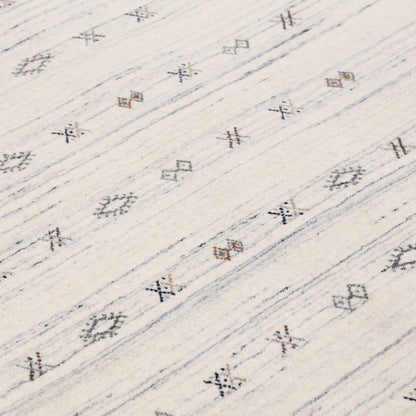 Ivory Modern Tribals Design Hand Loomed Wool Area Rug.