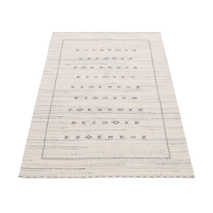 Ivory Modern Tribals Design Hand Loomed Wool Area Rug.