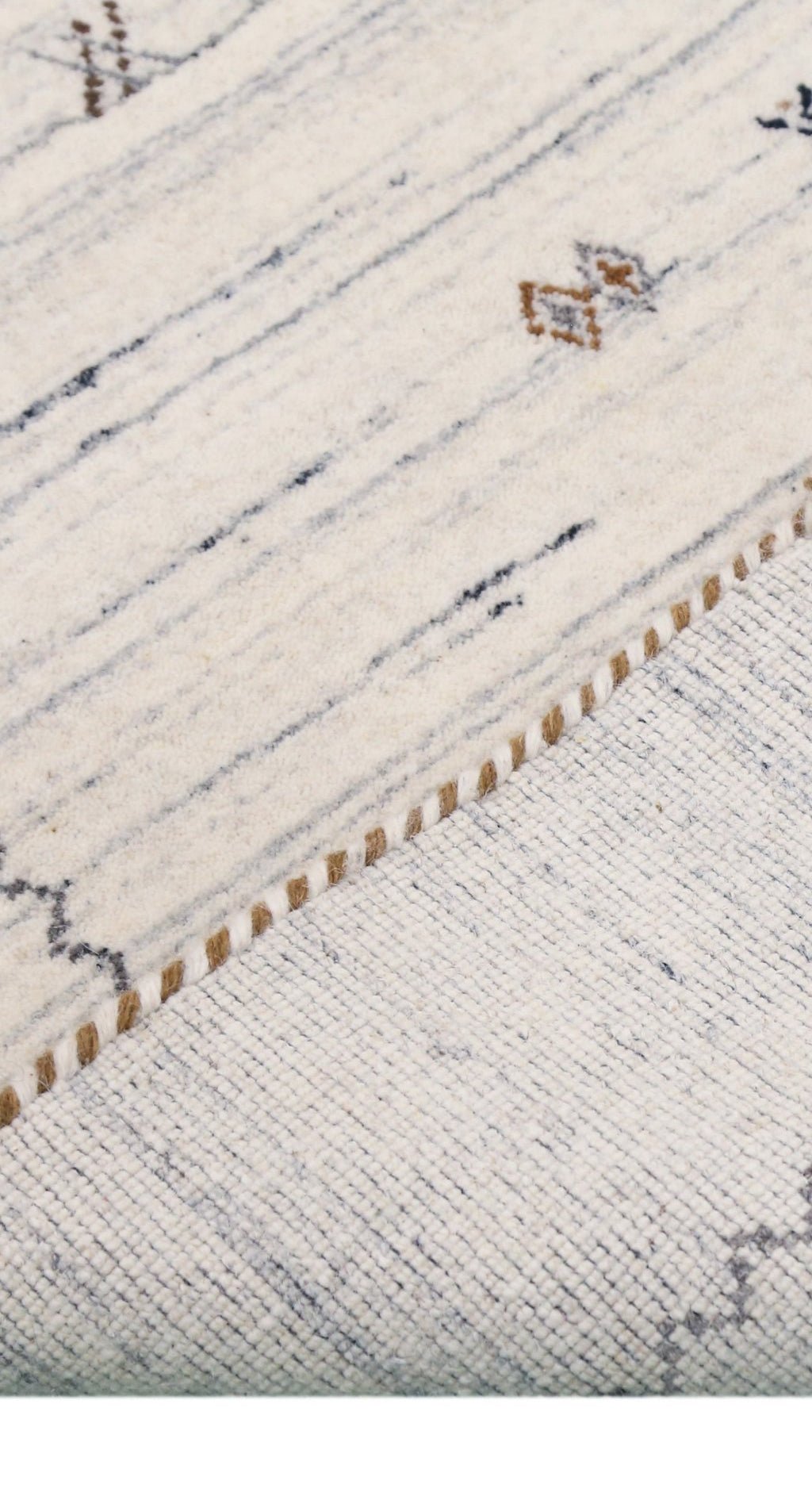Ivory Modern Tribals Design Hand Loomed Wool Area Rug.