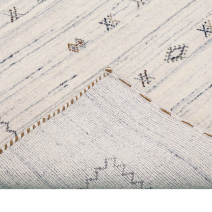 Ivory Modern Tribals Design Hand Loomed Wool Area Rug.