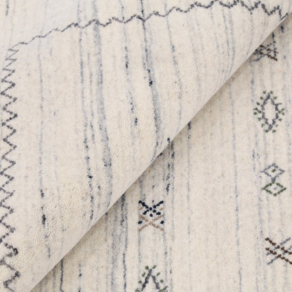 Ivory Modern Tribals Design Hand Loomed Wool Area Rug.