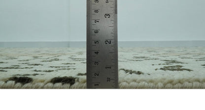 Ivory, Olive and Charcoal Leopard Design Hand Knotted Multi Size wool area rug.