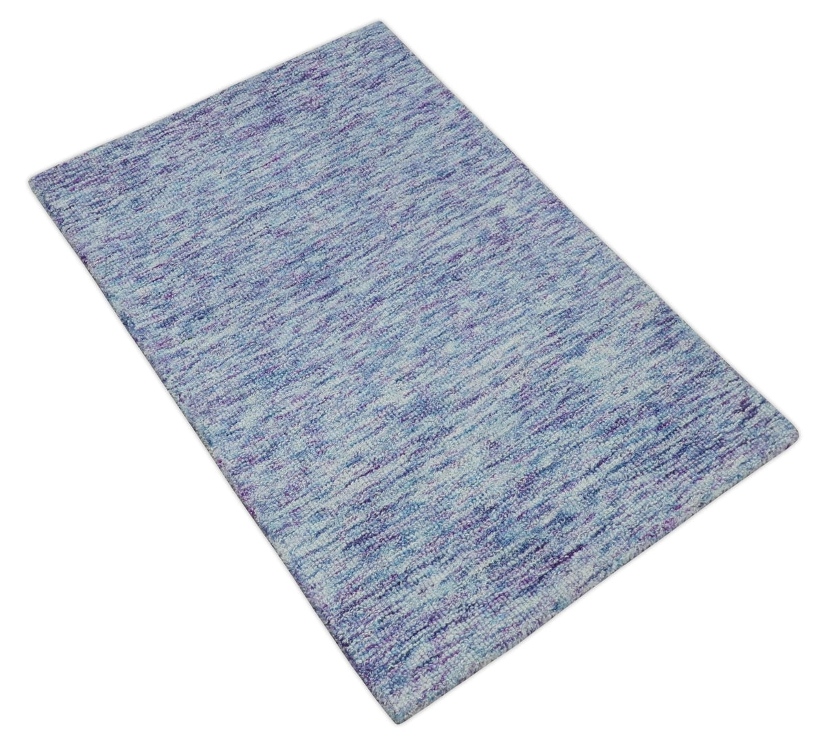 Purple and Blue Modern Solid Hand Tufted Wool Rug.