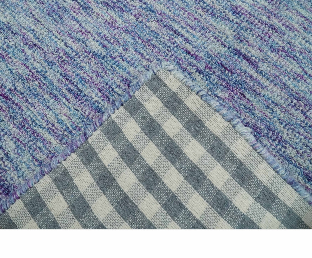 Purple and Blue Modern Solid Hand Tufted Wool Rug.