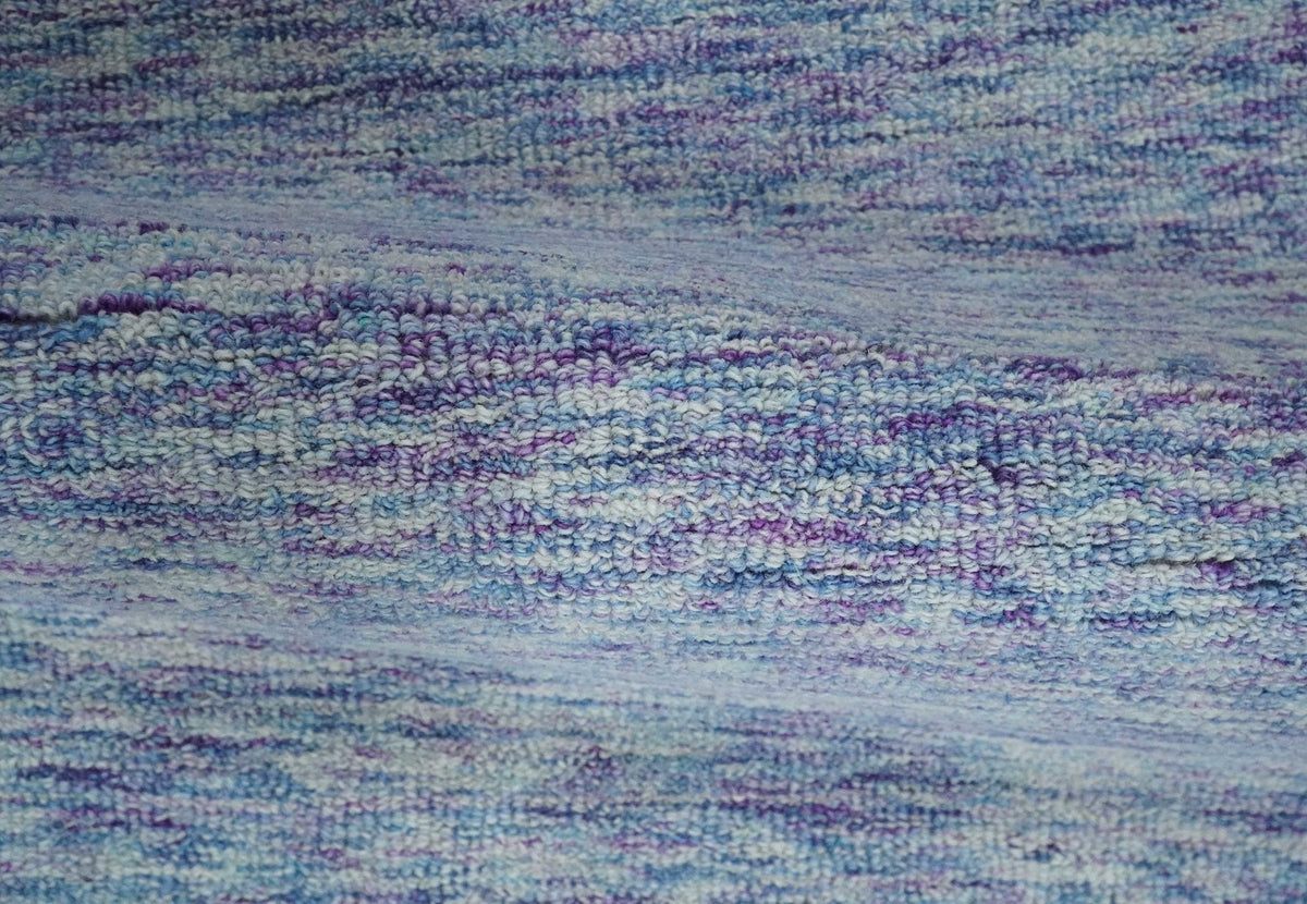 Purple and Blue Modern Solid Hand Tufted Wool Rug.