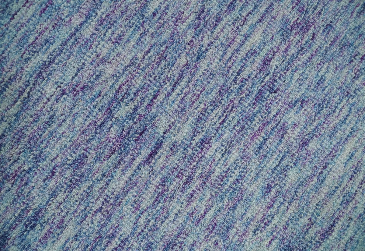 Purple and Blue Modern Solid Hand Tufted Wool Rug.