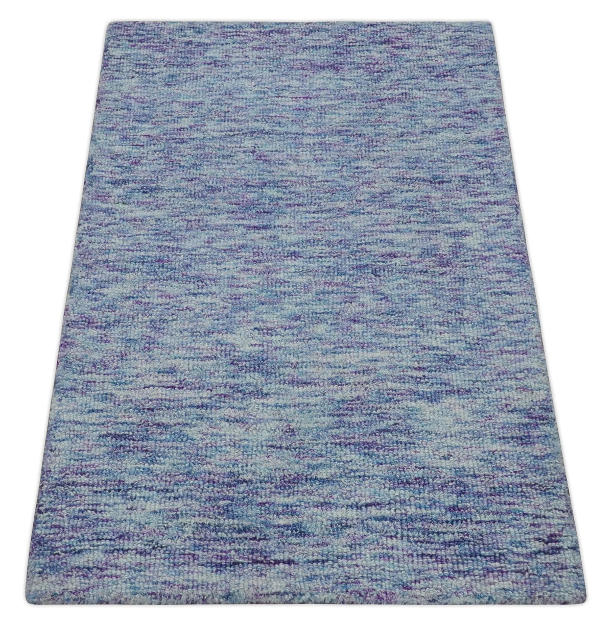 Purple and Blue Modern Solid Hand Tufted Wool Rug.