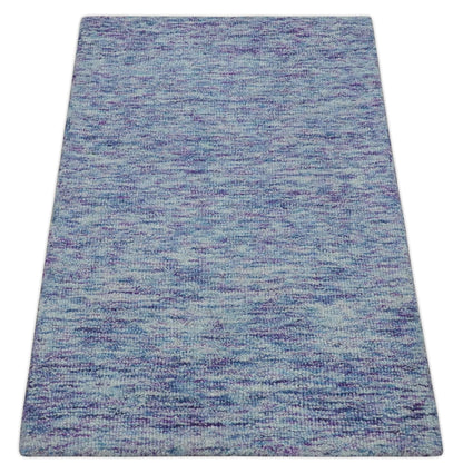 Purple and Blue Modern Solid Hand Tufted Wool Rug.