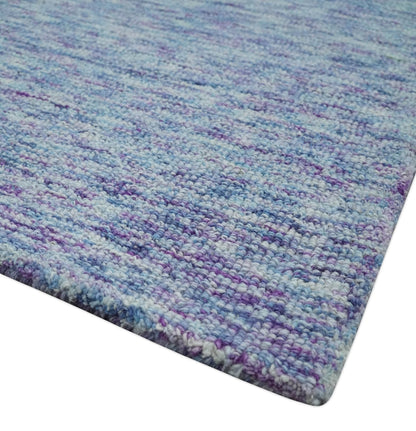 Purple and Blue Modern Solid Hand Tufted Wool Rug.
