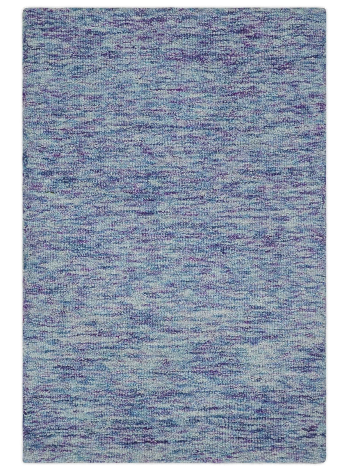 Purple and Blue Modern Solid Hand Tufted Wool Rug.