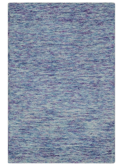 Purple and Blue Modern Solid Hand Tufted Wool Rug.