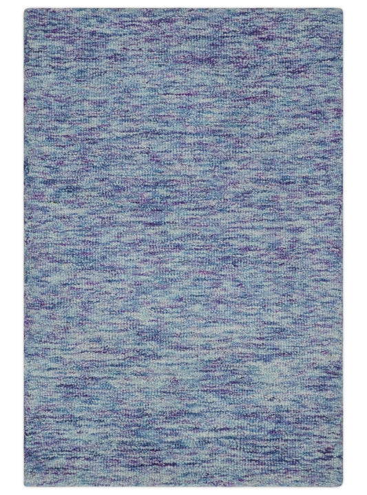 Purple and Blue Modern Solid Hand Tufted Wool Rug.