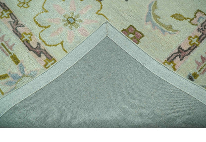 Ivory, Purple and Olive Floral Oushak Hand Tufted Custom Made wool rug.