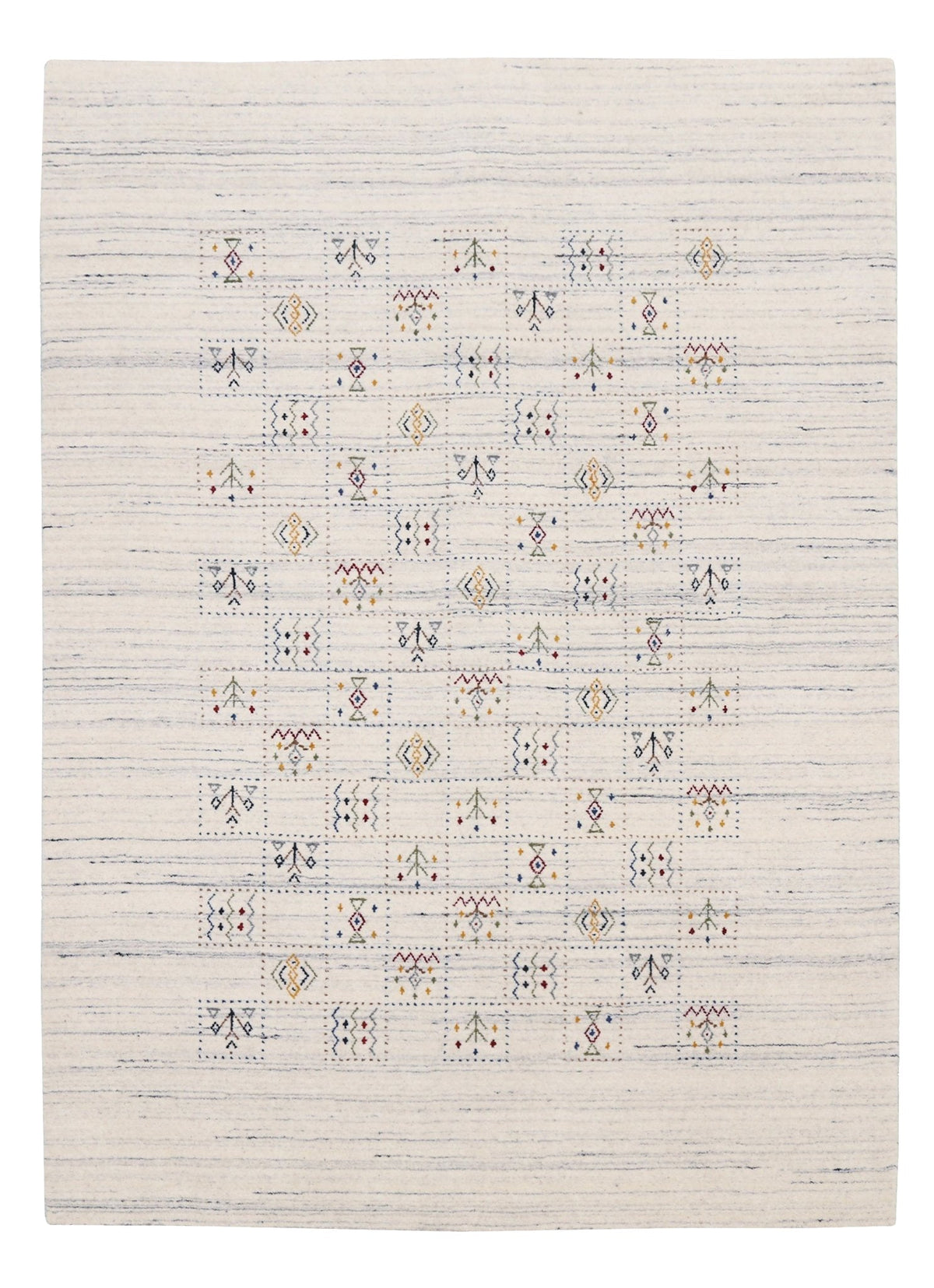Ivory Tribal Design Hand Loomed Wool Area Rug.