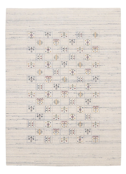 Ivory Tribal Design Hand Loomed Wool Area Rug.