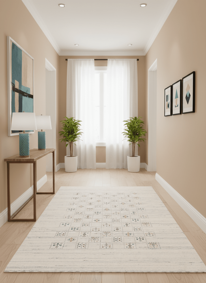 Ivory Tribal Design Hand Loomed Wool Area Rug