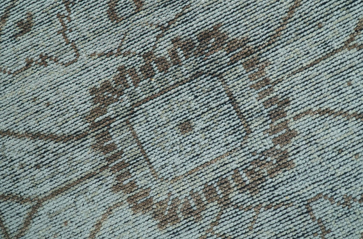 Jewel Custom Made Hand Knotted Traditional Design Brown Wool Area Rug.