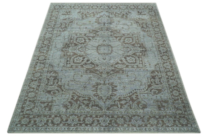 Jewel Custom Made Hand Knotted Traditional Design Brown Wool Area Rug.