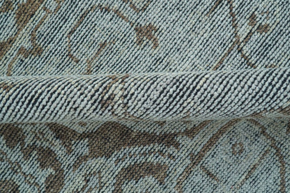 Jewel Custom Made Hand Knotted Traditional Design Brown Wool Area Rug.