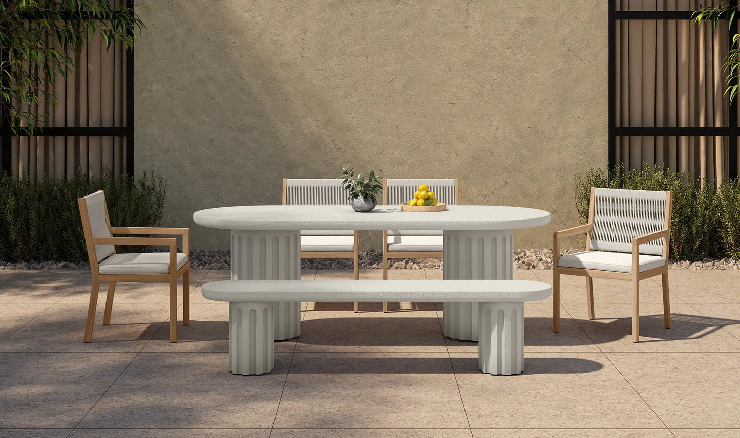 Eris Outdoor Dining Bench White