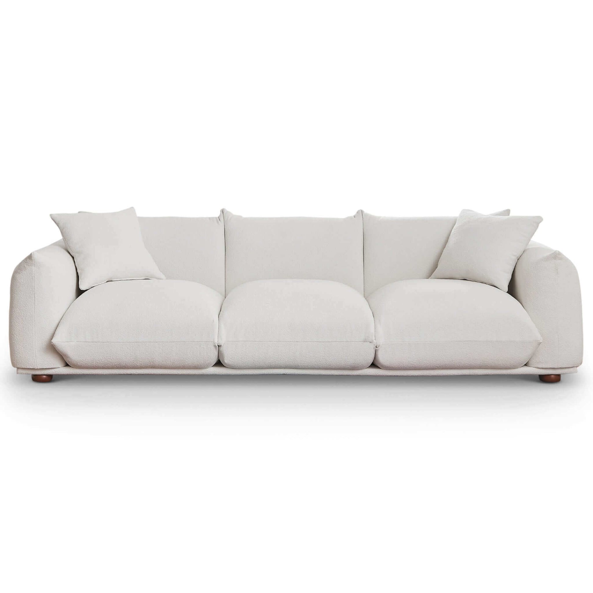 Ashcroft Furniture Co Cream Kely Mid-Century Modern 100'' Boucle Upholstered Sofa
