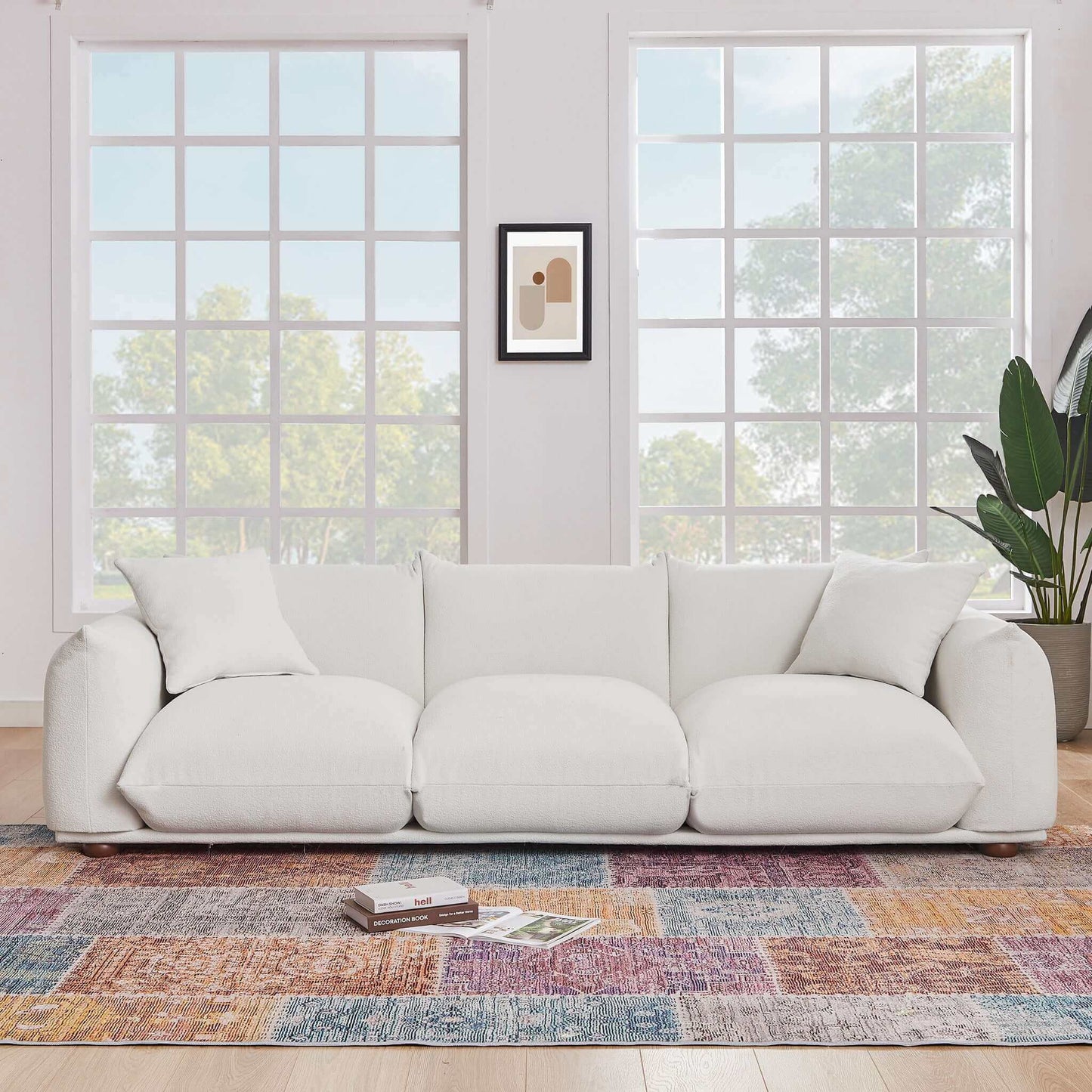 Ashcroft Furniture Co Kely Mid-Century Modern 100'' Boucle Upholstered Sofa