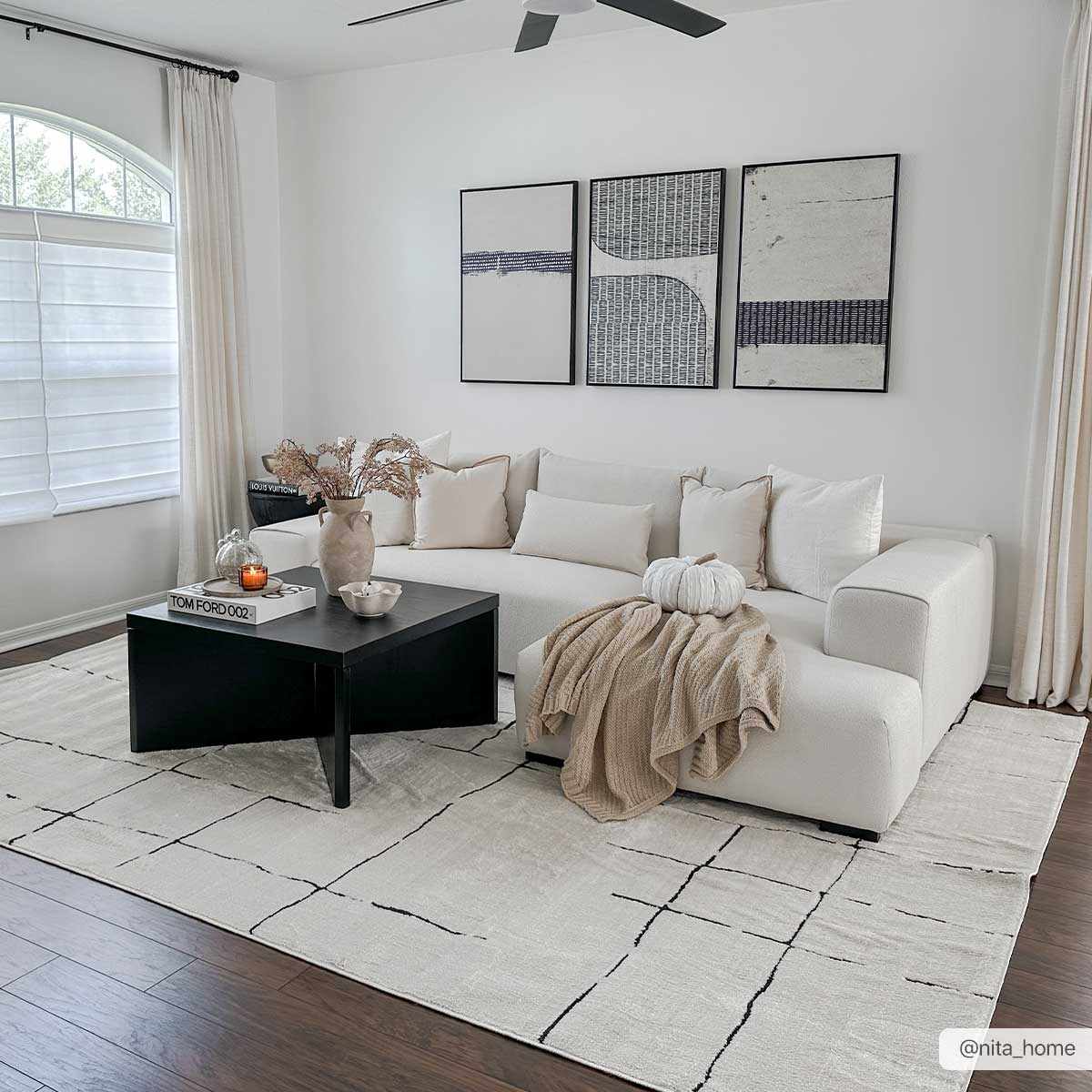 Koume Beige Maze Area Rug.