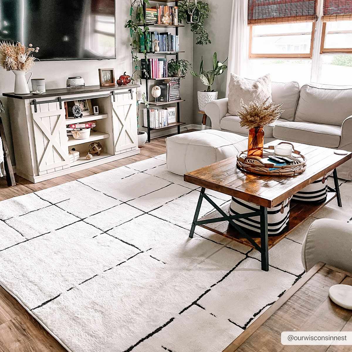 Koume Beige Maze Area Rug.
