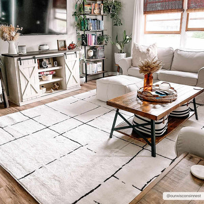 Koume Beige Maze Area Rug.